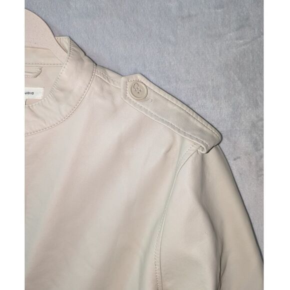 Max Studio Faux Vegan Leather Jacket NWT Womens Medium Cream Parchment color - Picture 7 of 10